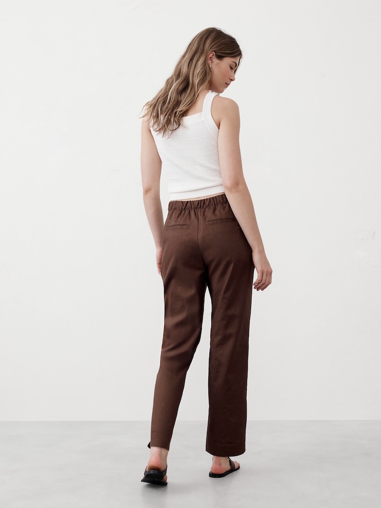 Tapered Linen-Blend Pull-On Pant