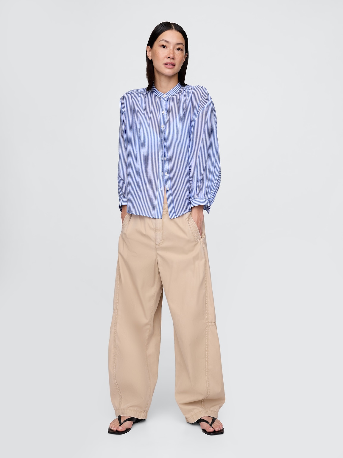 Sheer Button-Front Shirt