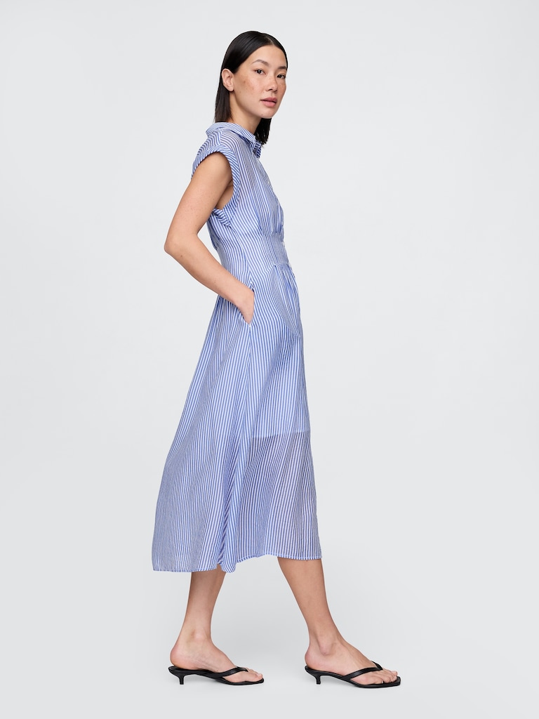 Sheer Midi Shirtdress