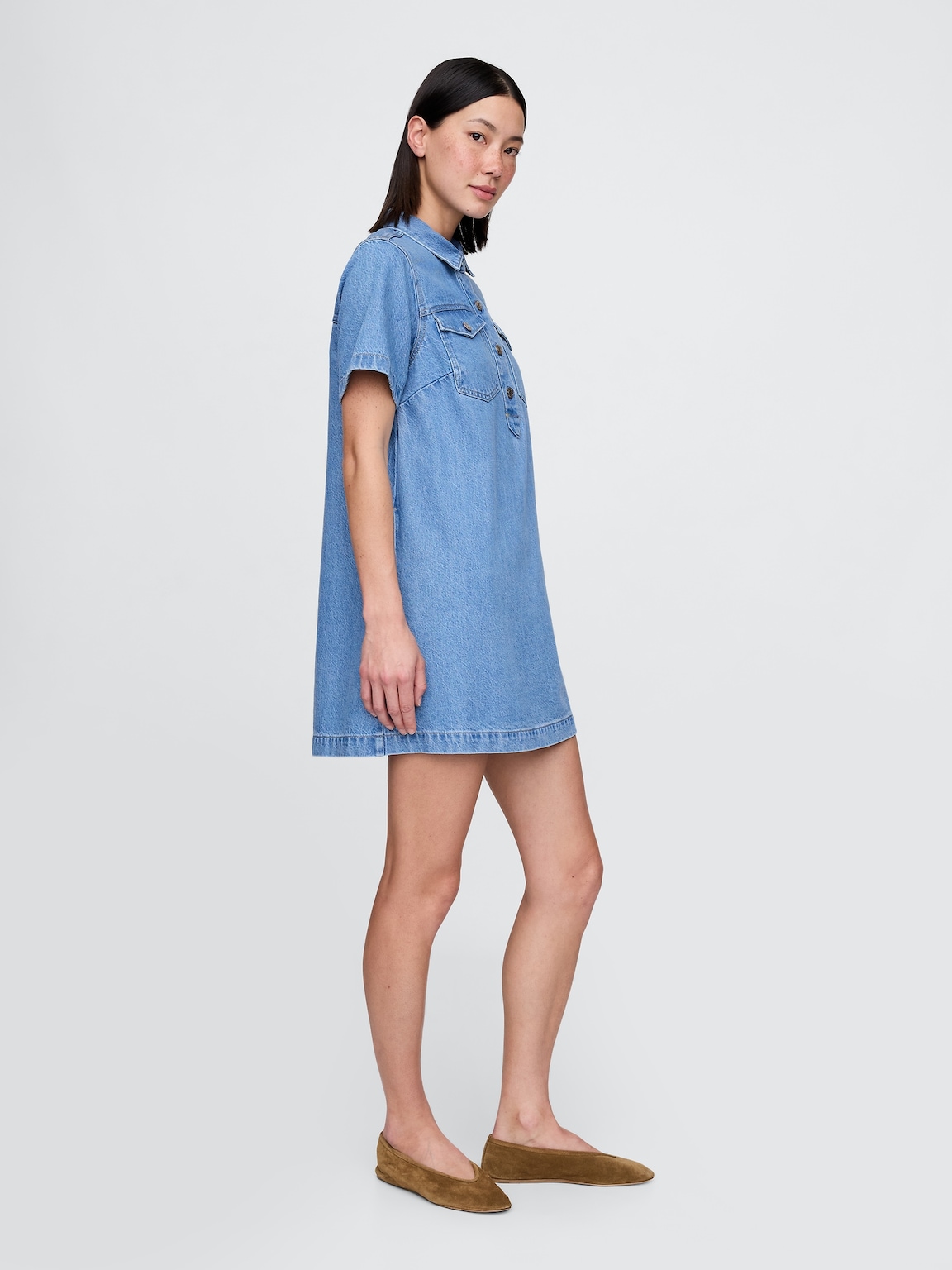 UltraSoft Denim Popover Mini Dress