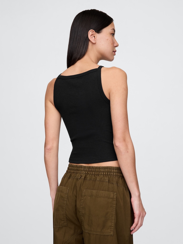 Modern Apron-Neck Crop Tank Top