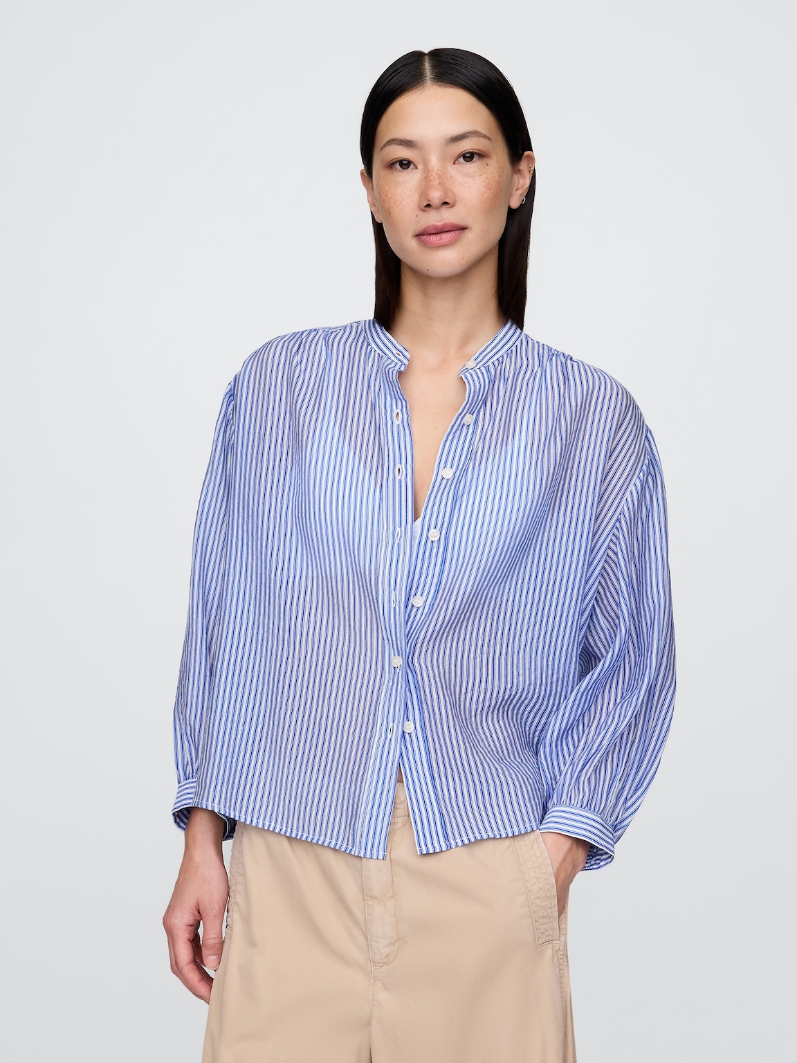 Sheer Button-Front Shirt