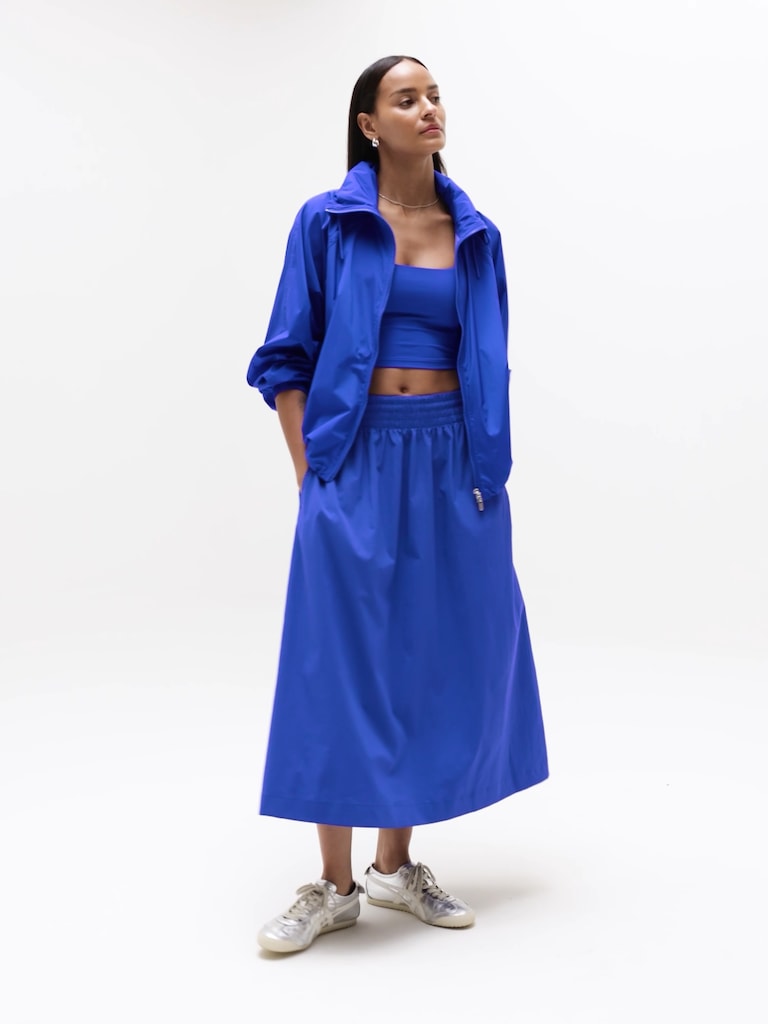 Midday Mid Rise Midi Poplin Skirt