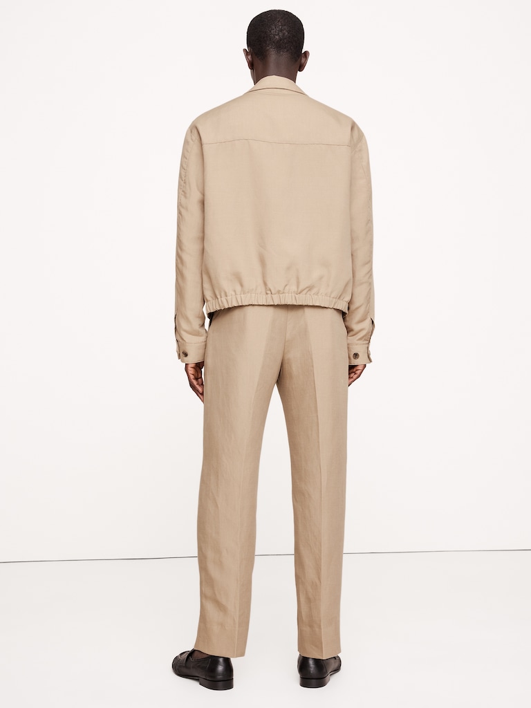 Tencel™-Linen Pleated Cropped Pant