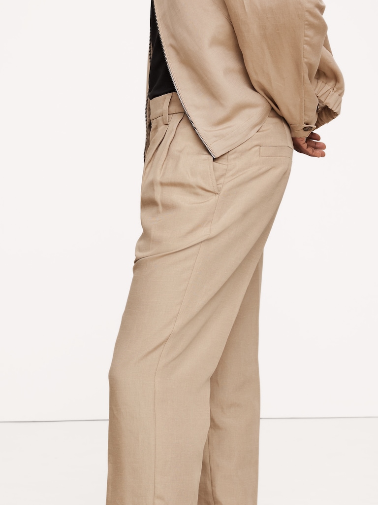 Tencel™-Linen Pleated Cropped Pant