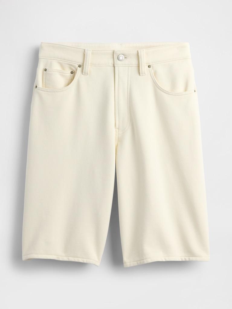 11" Mid Rise French Terry Denim Longline Shorts