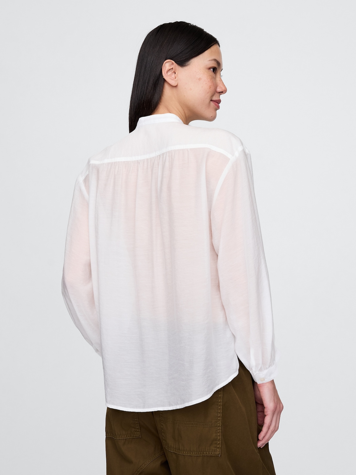 Sheer Button-Front Shirt
