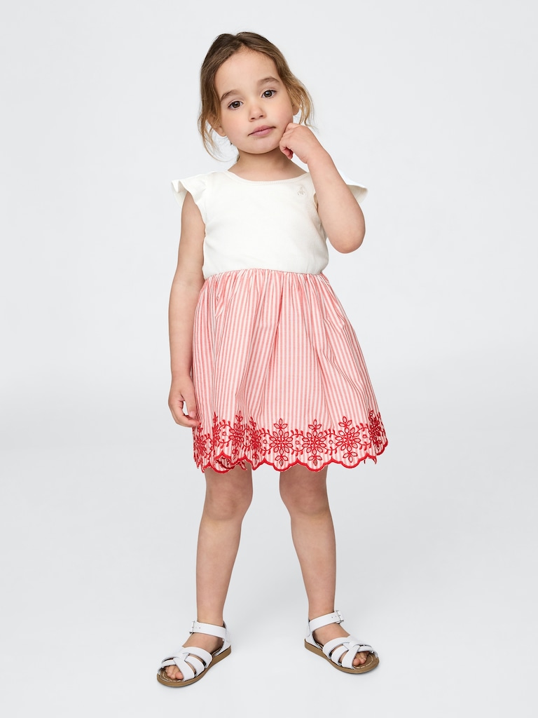 Baby & Toddler Mixed Media Flutter-Sleeve Dress