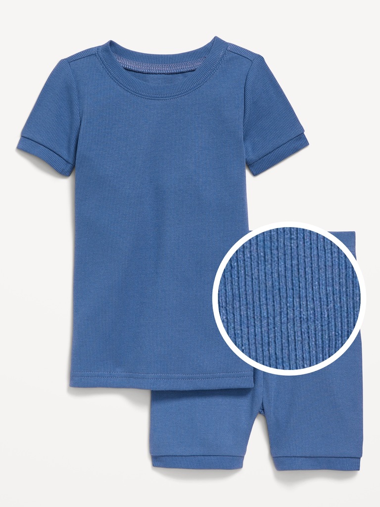 Snug-Fit Ribbed Pajama Set for Toddler & Baby