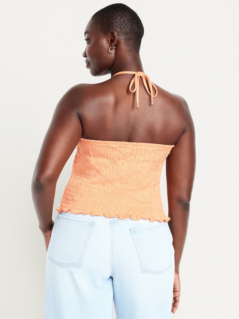 Sleeveless Smocked Crop Top