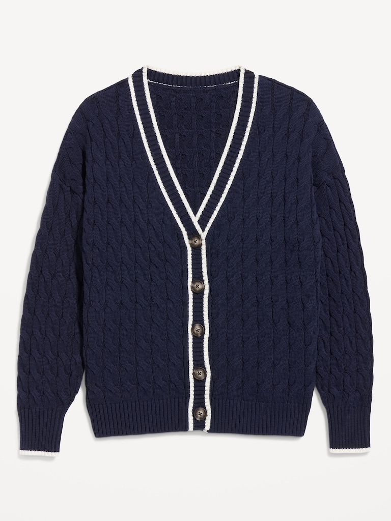 Slouchy Cable-Knit Cardigan Sweater