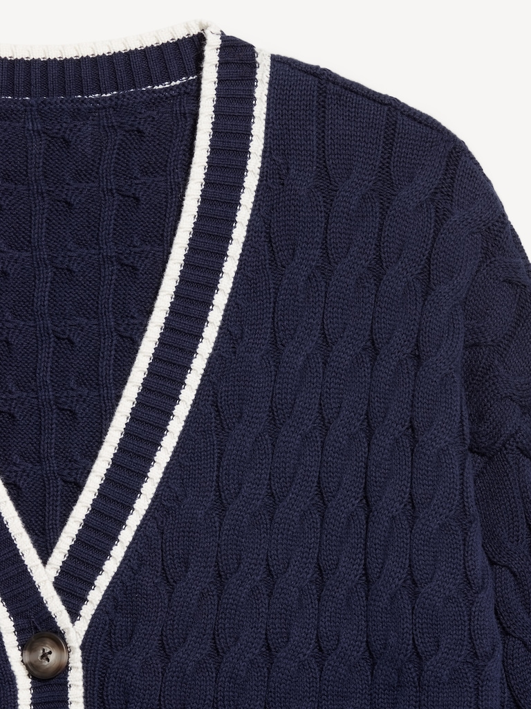 Slouchy Cable-Knit Cardigan Sweater