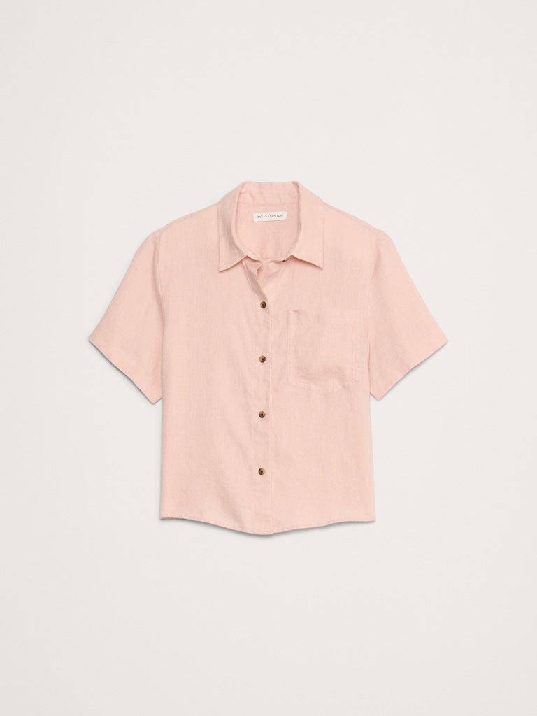 Boxy Linen Short-Sleeve Shirt