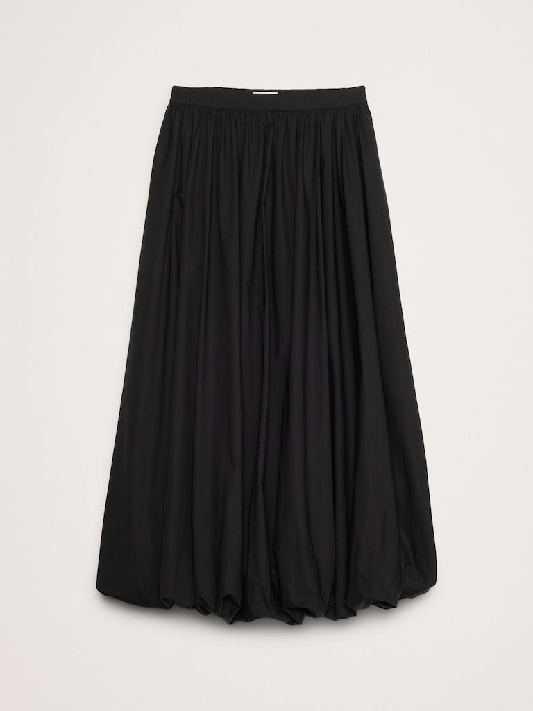 Cotton Poplin Bubble-Hem Maxi Skirt