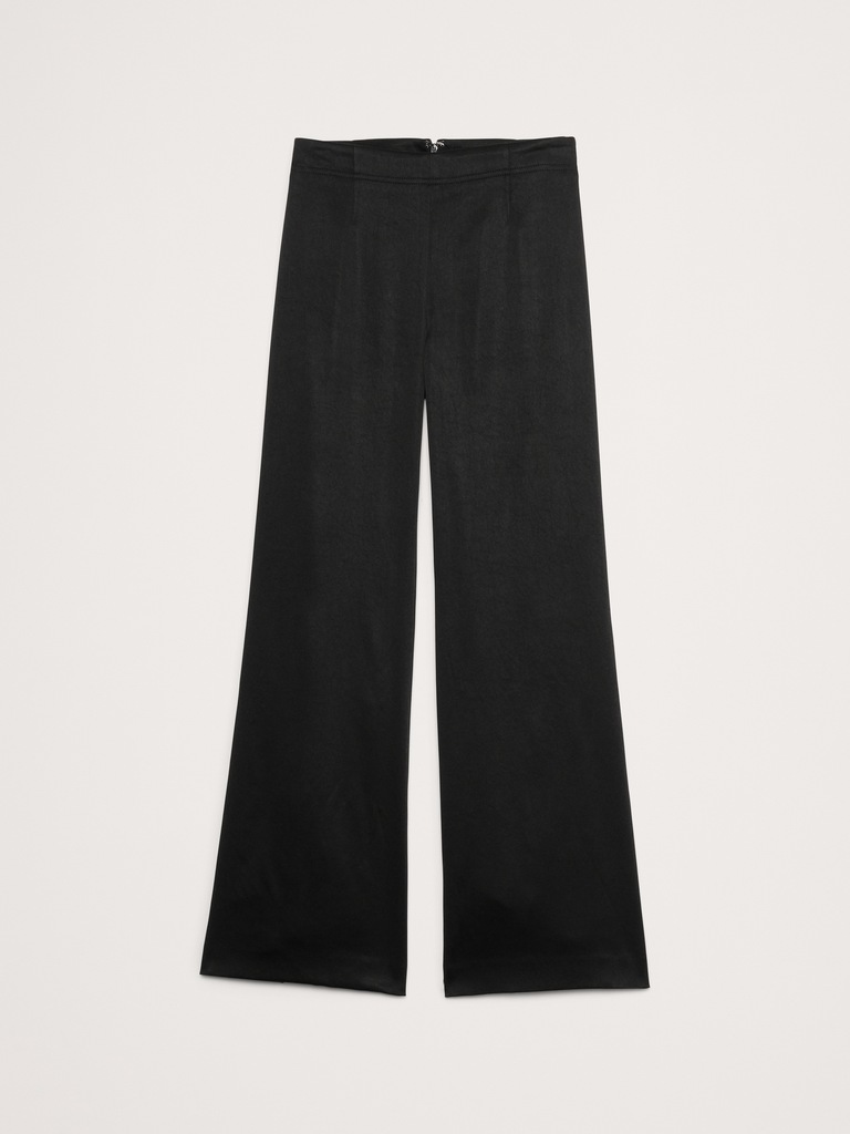 Mid-Rise Kick-Flare Satin Ankle Pant