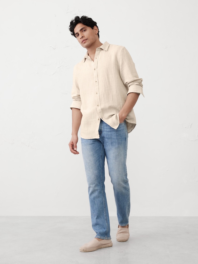 Slim-Fit Linen-Blend Shirt
