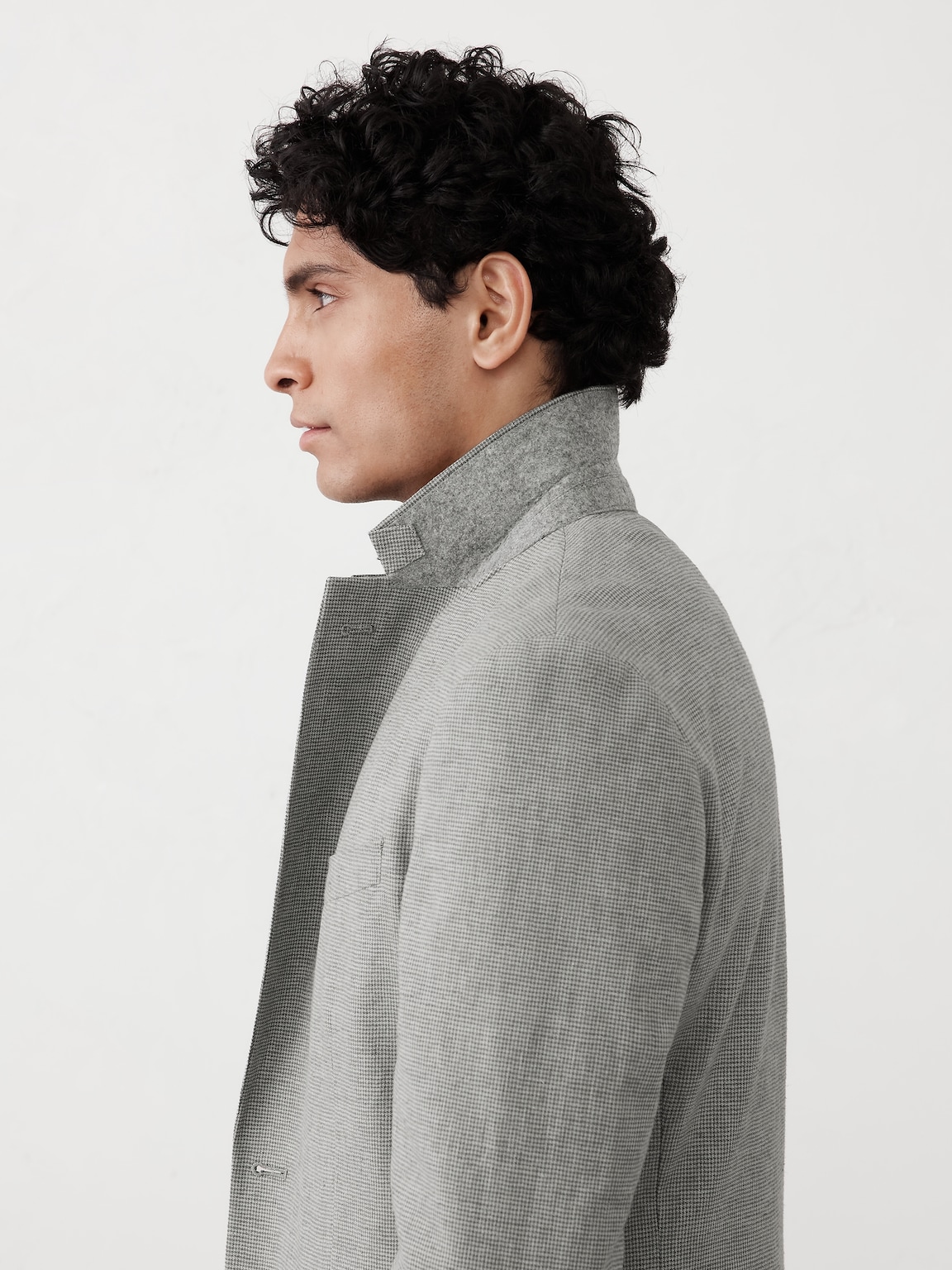 Linen-Blend Mini Houndstooth Suit Jacket