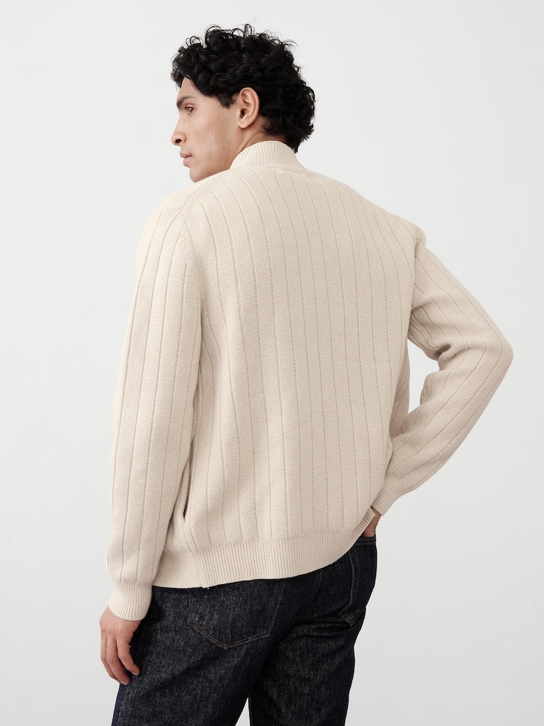 Wide-Ribbed Sweater Jacket