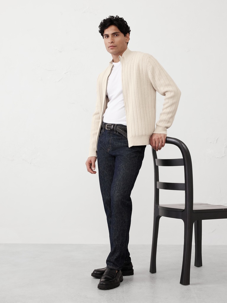 Wide-Ribbed Sweater Jacket