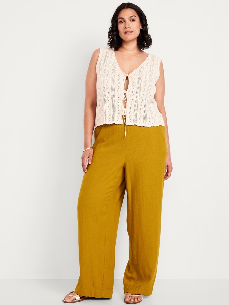 High-Waisted Linen-Blend Wide-Leg Pants