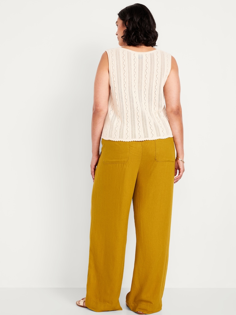 High-Waisted Linen-Blend Wide-Leg Pants