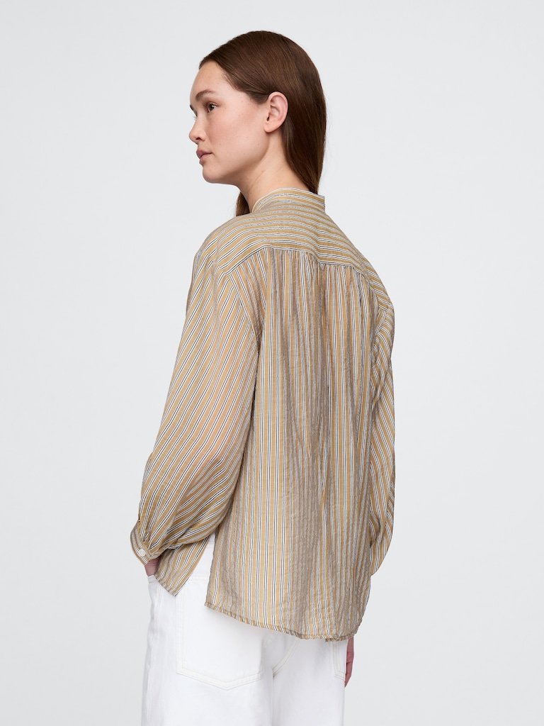 Sheer Button-Front Shirt