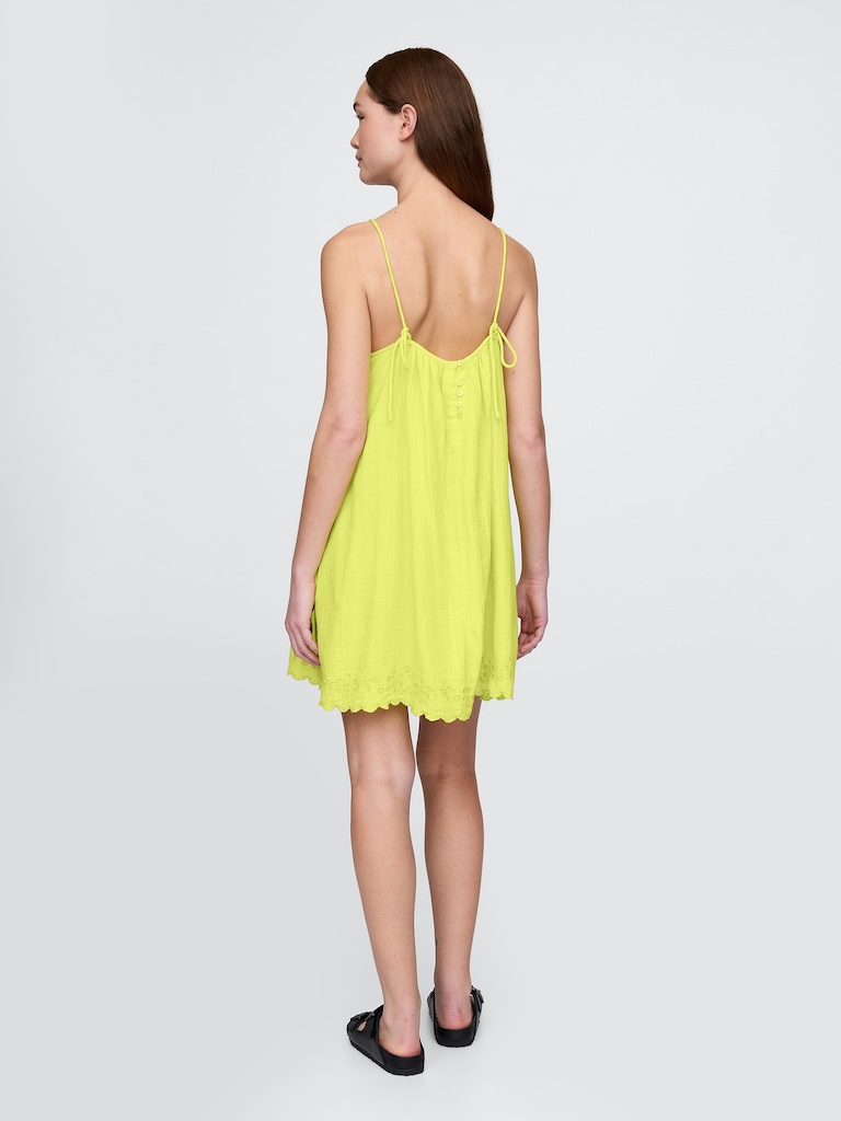 Cotton Gauze Embroidered Swing Dress