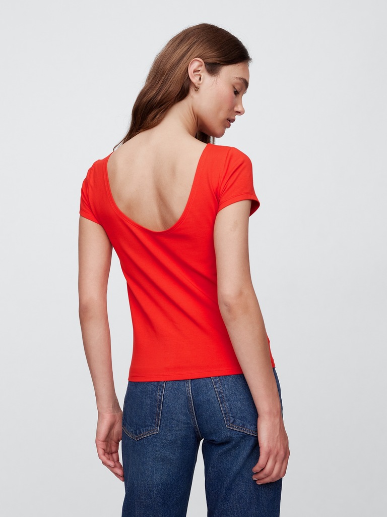 Boatneck Open-Back T-Shirt