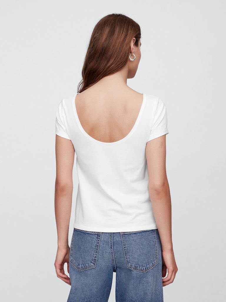 Boatneck Open-Back T-Shirt