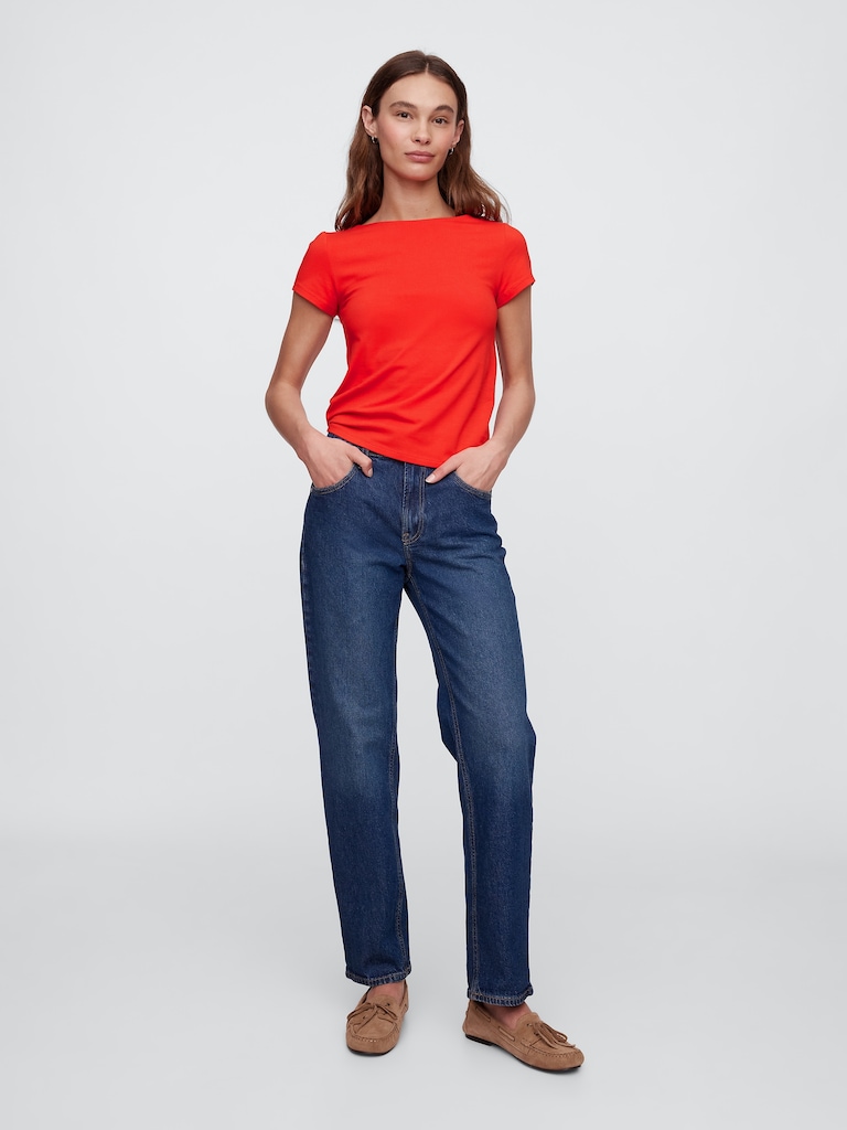 Boatneck Open-Back T-Shirt