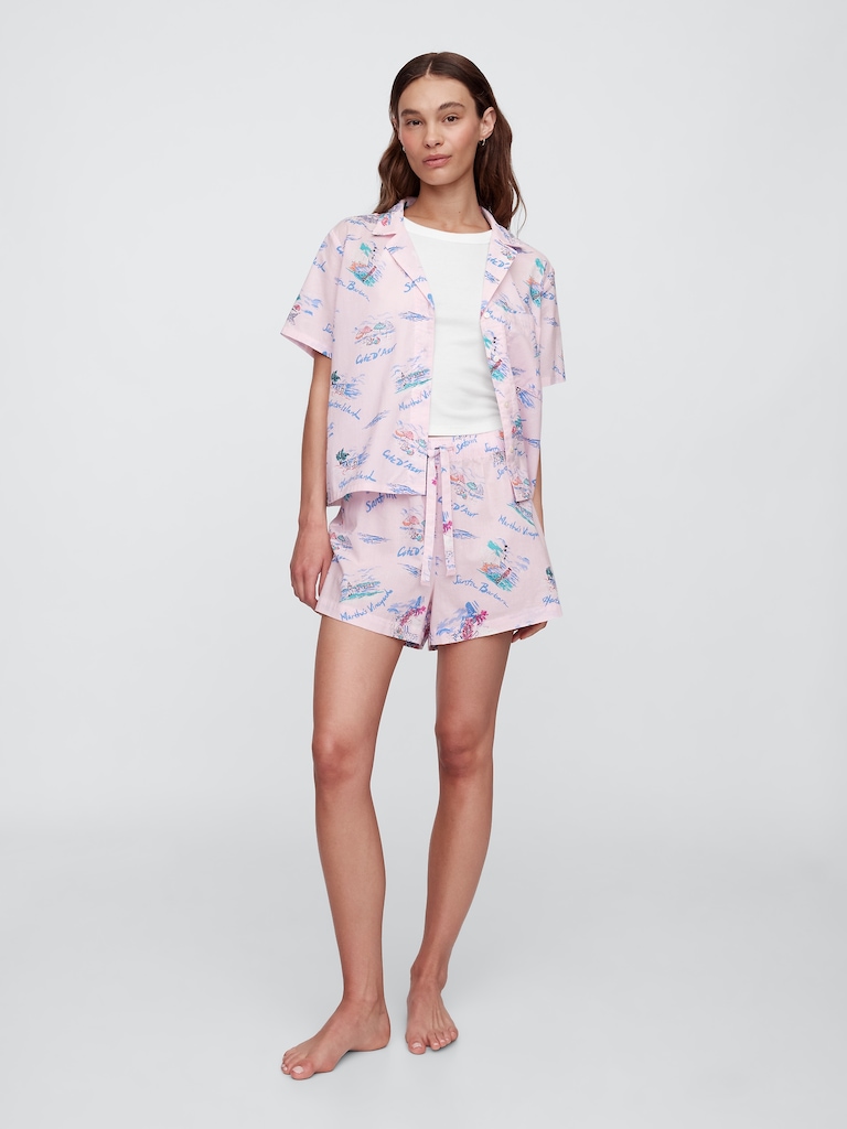 Print Poplin PJ Shorts