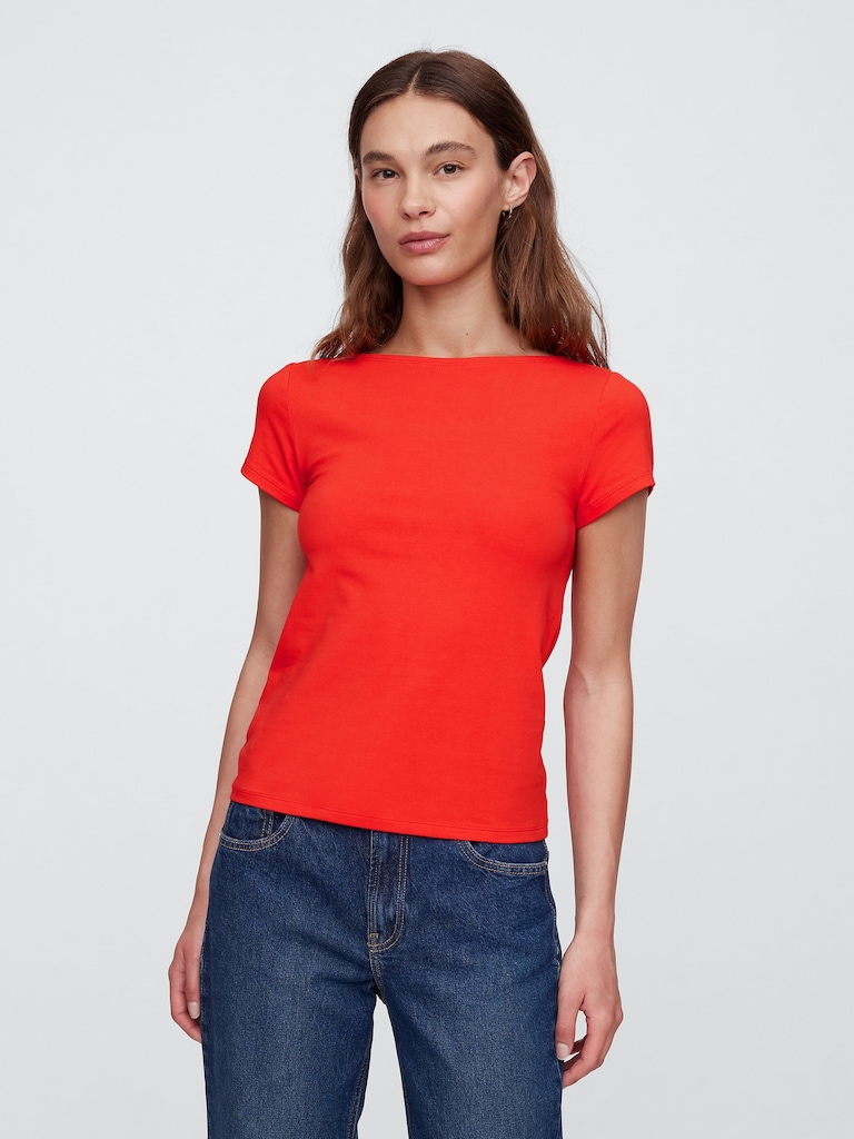 Boatneck Open-Back T-Shirt