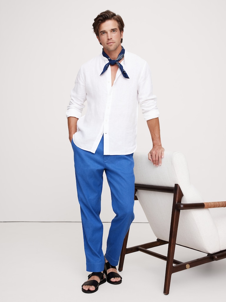 Italian Linen-Cotton Pull-On Pant