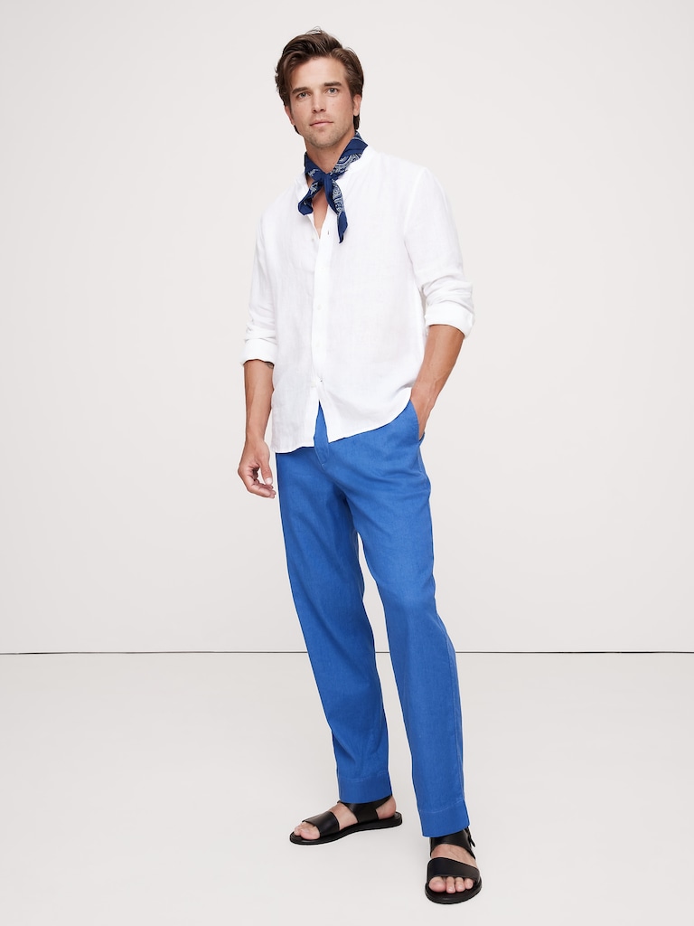 Italian Linen-Cotton Pull-On Pant