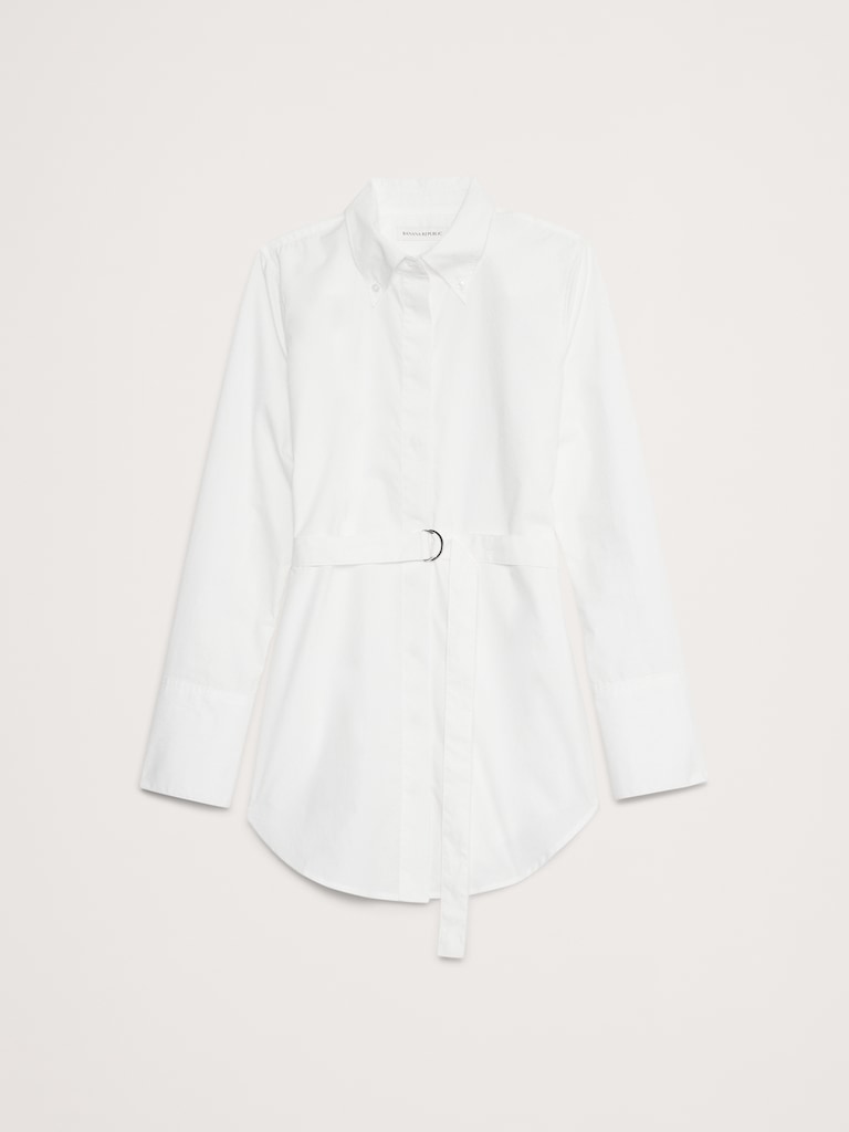 Cotton Poplin Belted Tunic Shirt