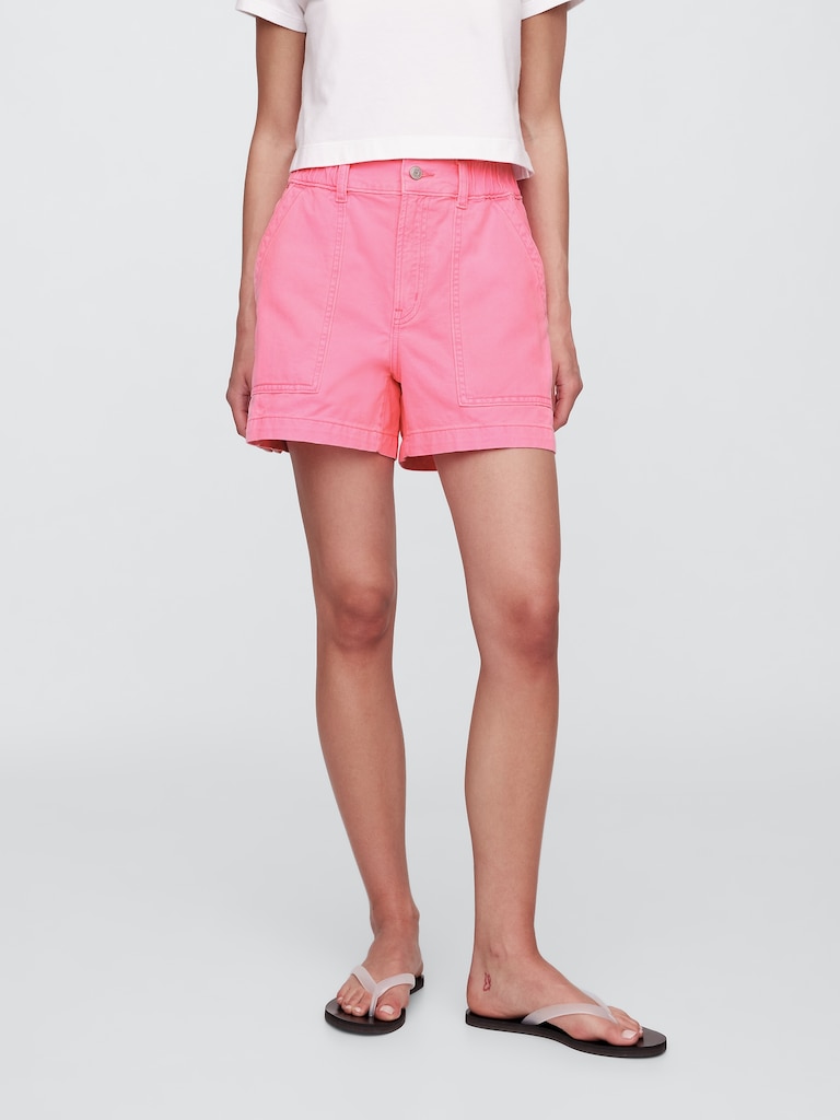 4" High Rise SuperSoft Denim Utility Shorts