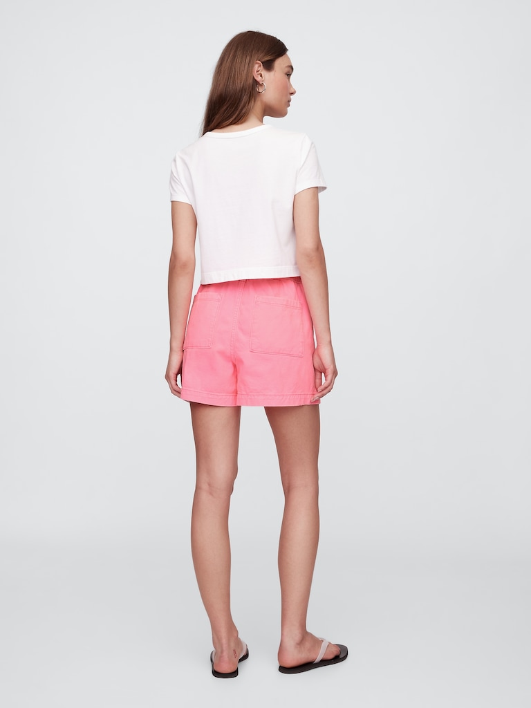 4" High Rise SuperSoft Denim Utility Shorts