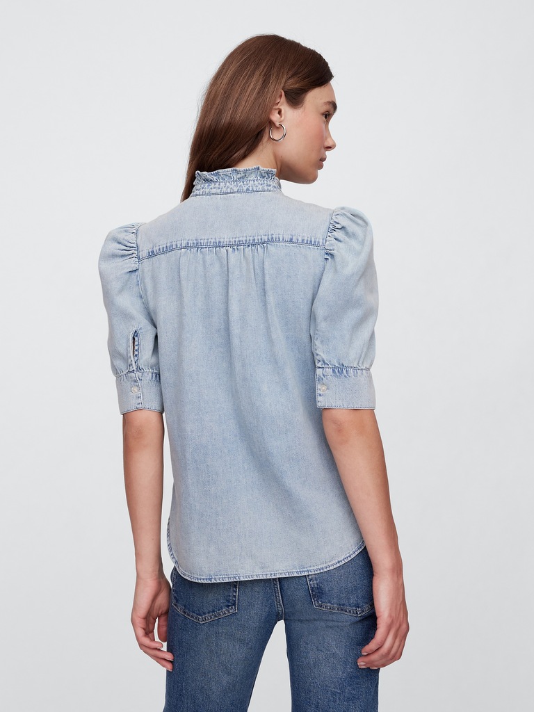 Puff Sleeve Denim Shirt