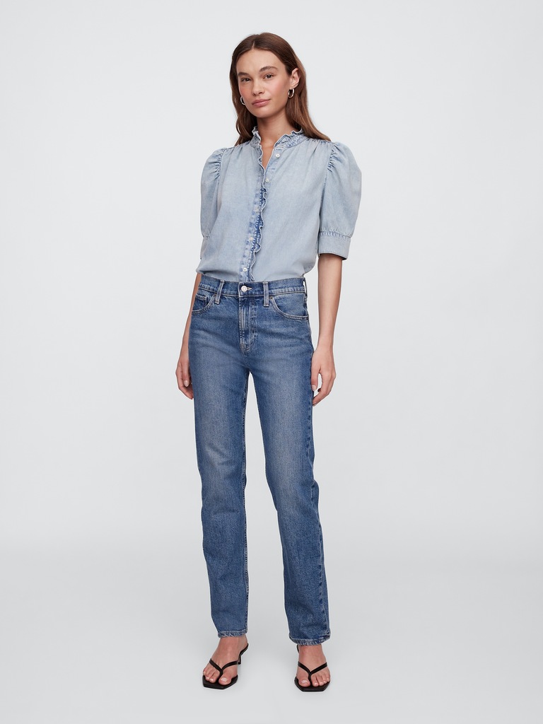 Puff Sleeve Denim Shirt