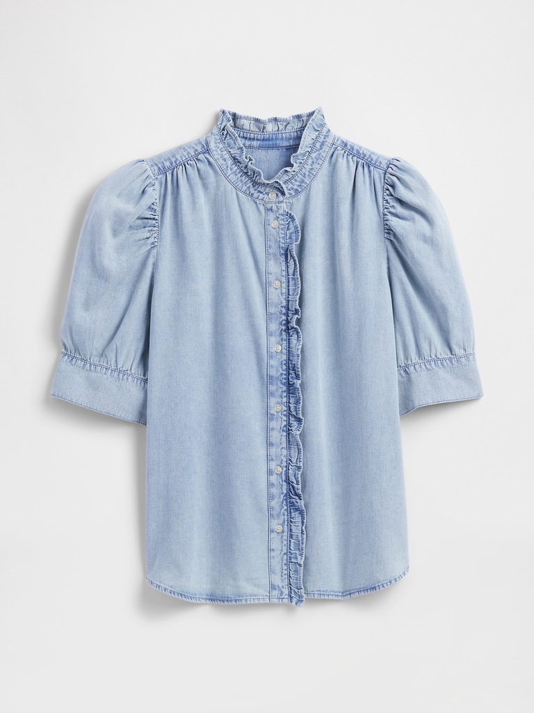 Puff Sleeve Denim Shirt