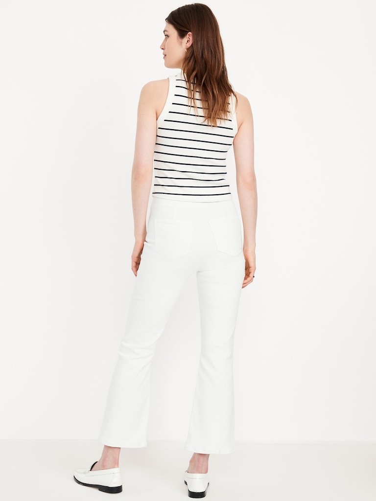 High-Waisted Weekender Pull-On Crop Flare Jeans