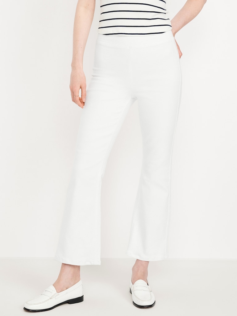 High-Waisted Weekender Pull-On Crop Flare Jeans