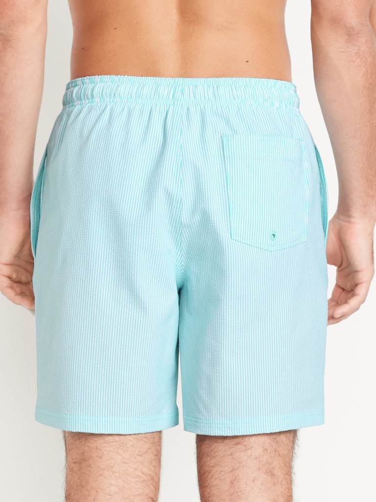 Seersucker Swim Trunks -- 7-inch inseam