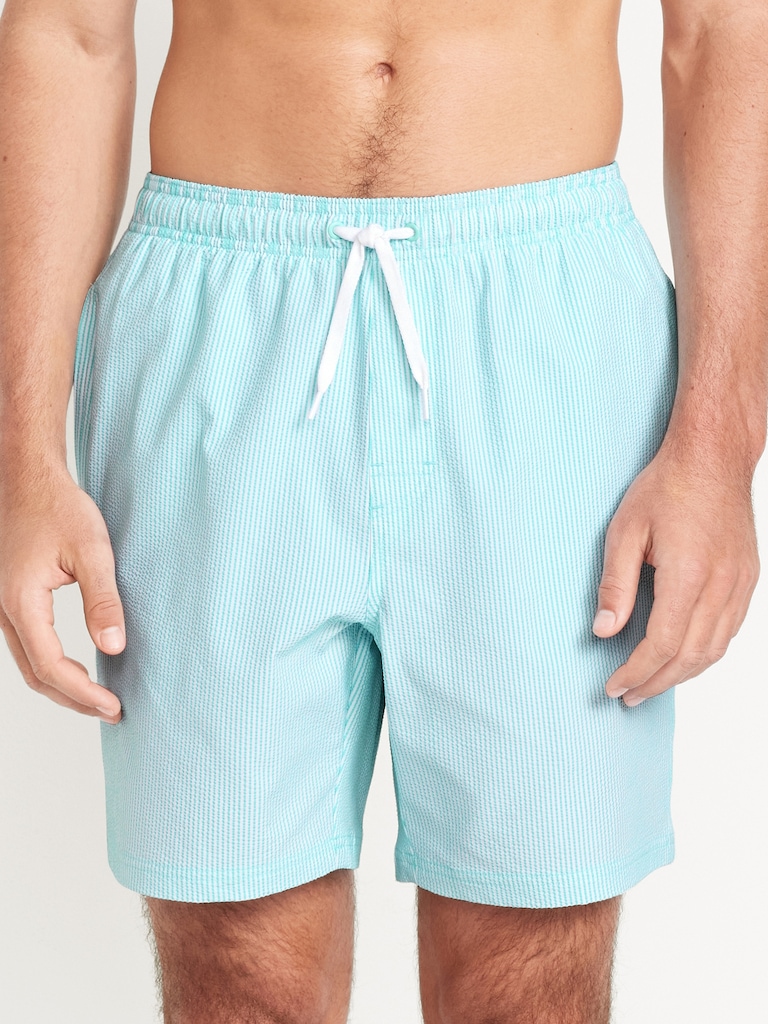 Seersucker Swim Trunks -- 7-inch inseam
