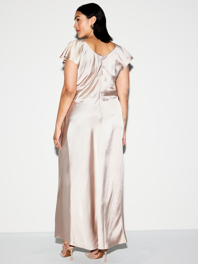 The Occasion by Old Navy Flutter-Sleeve Keyhole Satin Maxi Dress