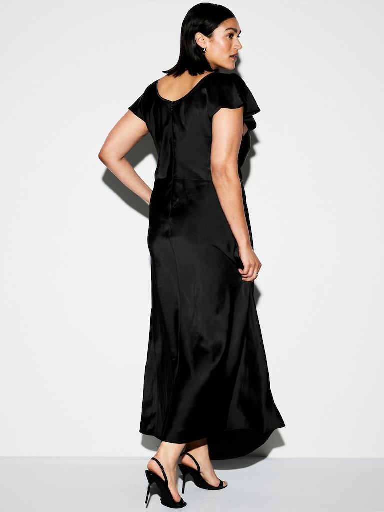 The Occasion by Old Navy Flutter-Sleeve Keyhole Satin Maxi Dress