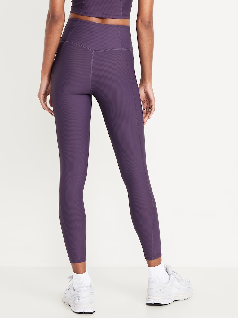 High-Waisted PowerSoft Ribbed Pocket Leggings