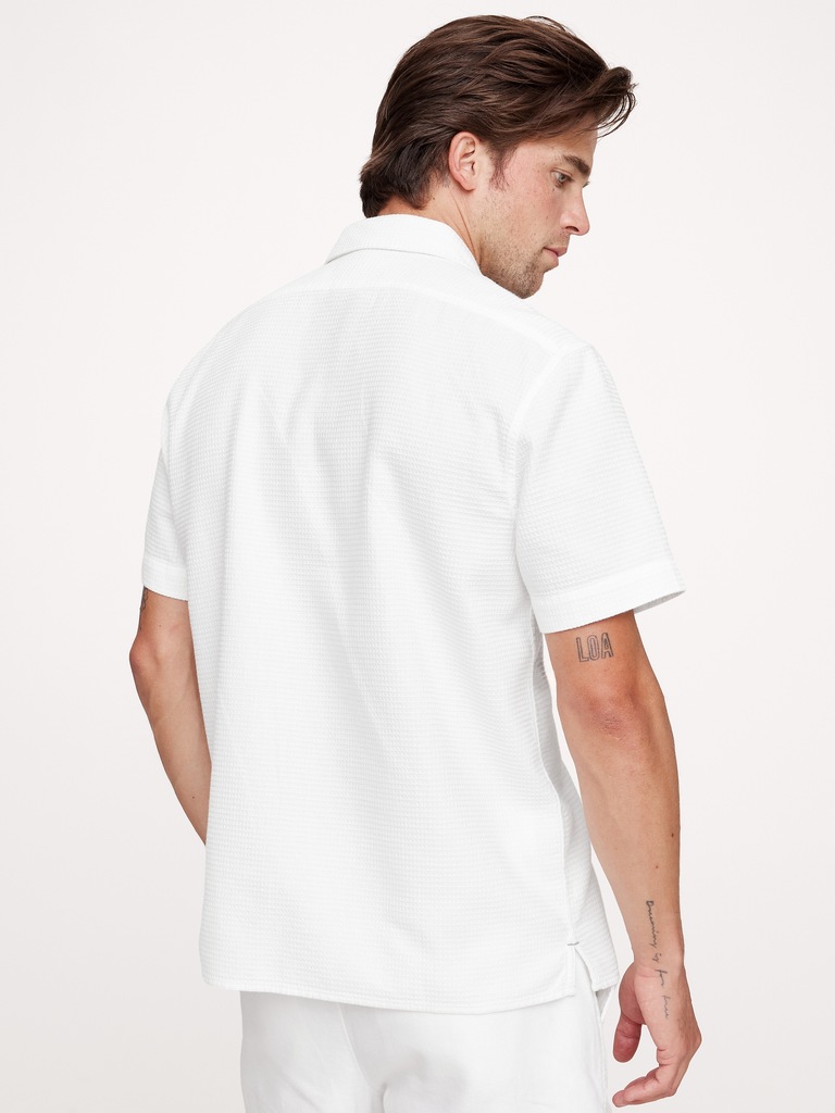 Standard-Fit Cotton Waffle-Weave Resort Shirt