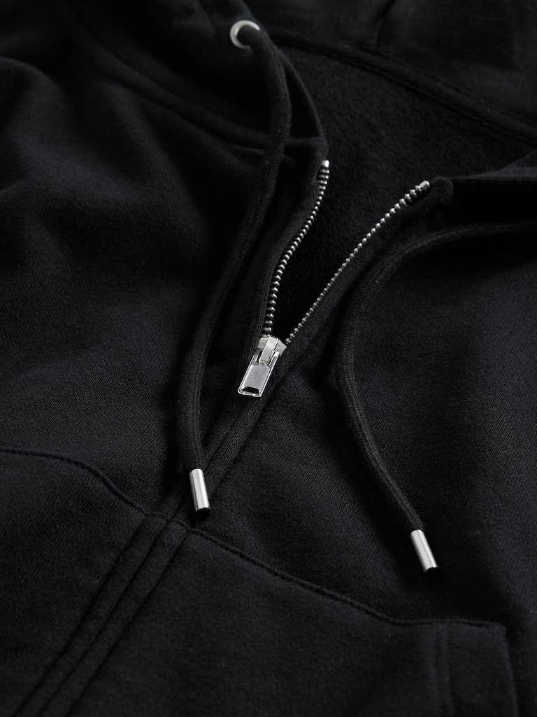 French Terry Oversized Zip Wedge Hoodie