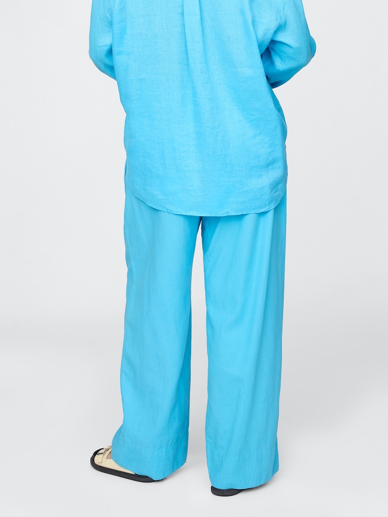 Linen-Blend Easy Wide-Hem Pants